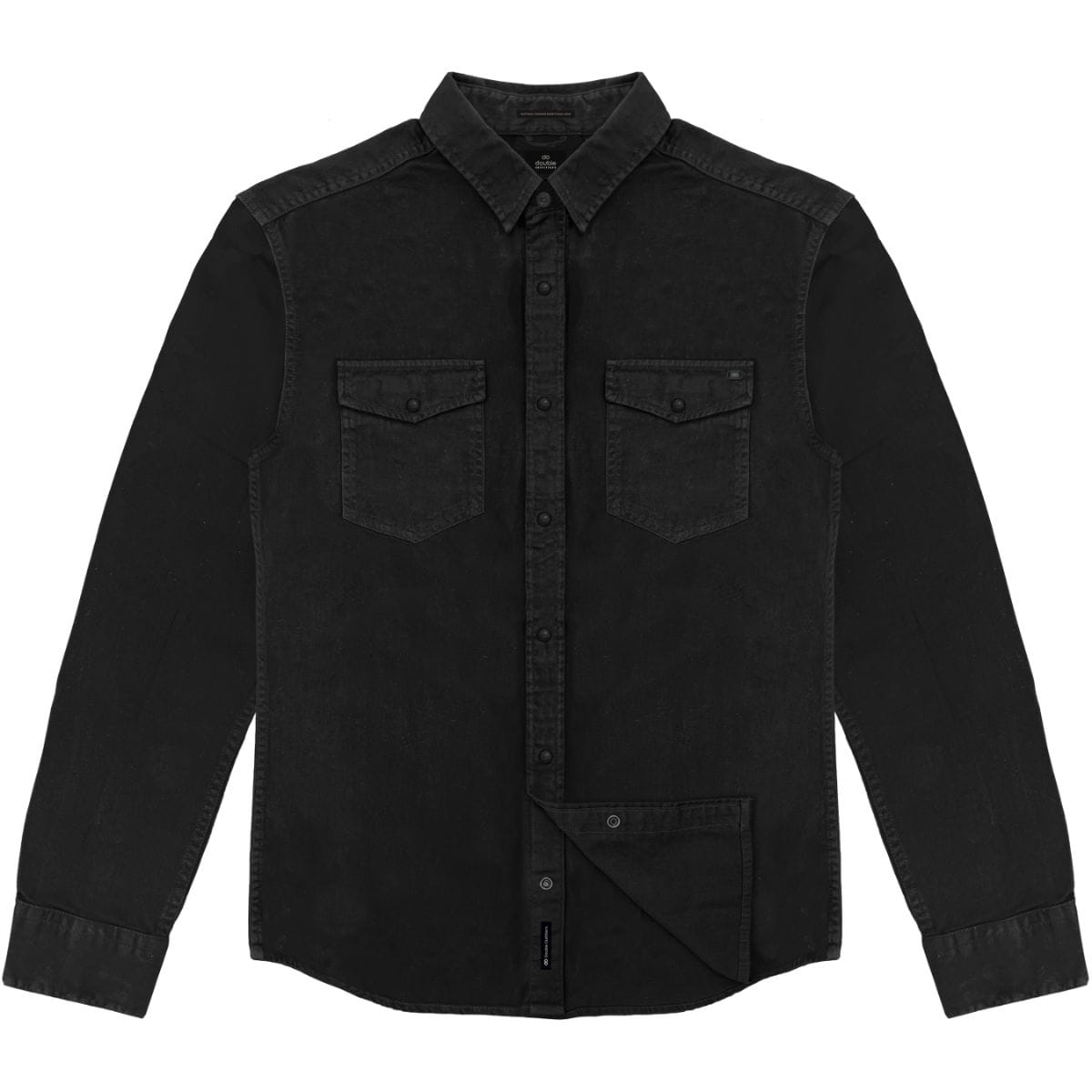 Duża męska koszula gładka z długim rękawem z kołnierzykiem Double Urban Outfitters GS-5126 czarna