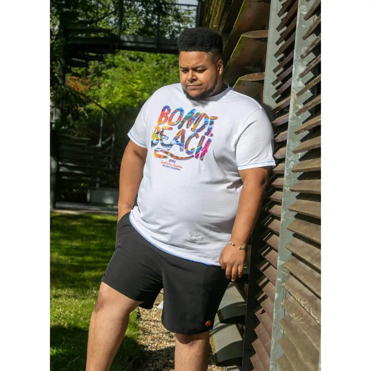 Duża koszulka męska T-shirt z dużym kolorowym napisem Duke Clothing D555 Sydney biały