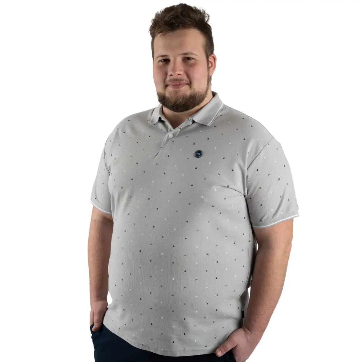 Duża męska koszulka z kołnierzykiem polówka Double Urban Outfitters PS-3036 jasnoszara