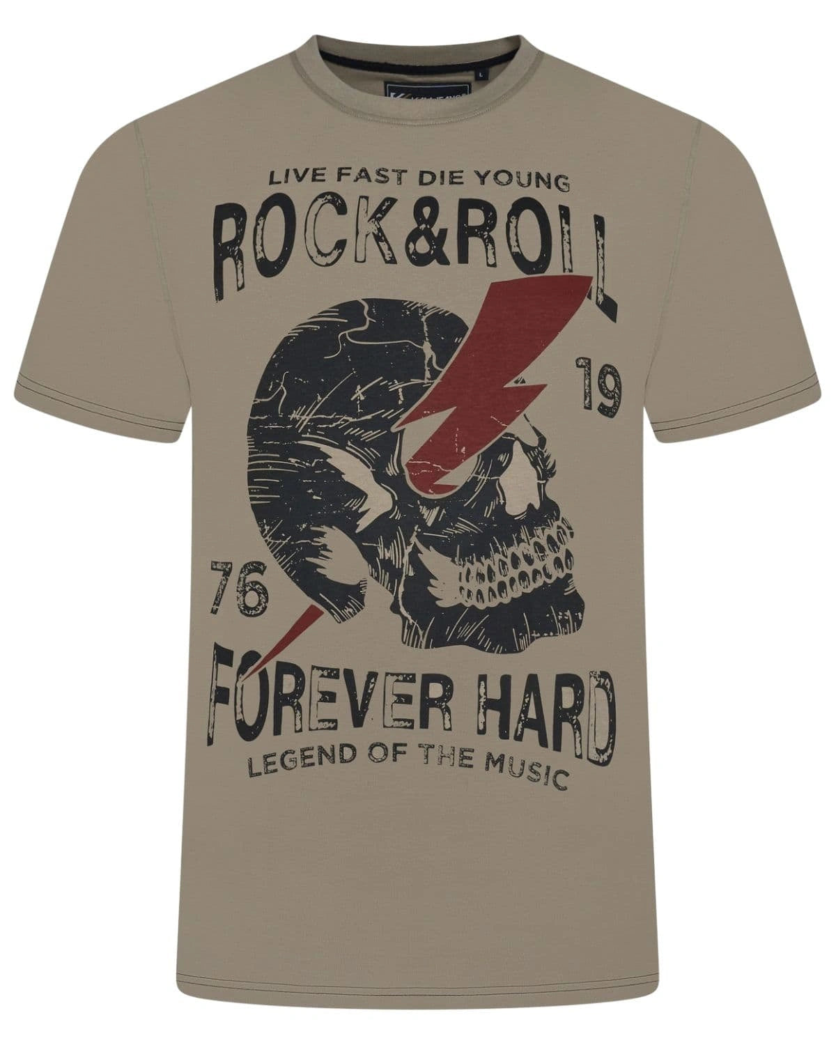 Duża męska koszulka t-shirt z dużym nadrukiem Kam 5805 khaki