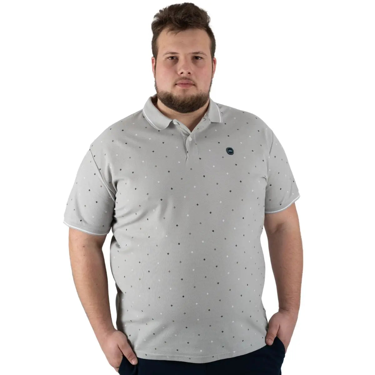 Duża męska koszulka z kołnierzykiem polówka Double Urban Outfitters PS-3036 jasnoszara