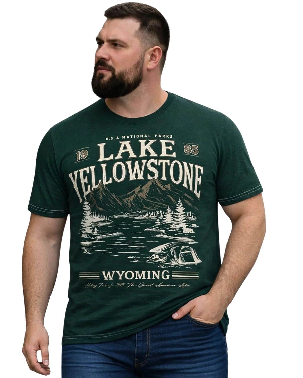 Duża męski t-shirt koszulka z nadrukiem Kam 5792 morska