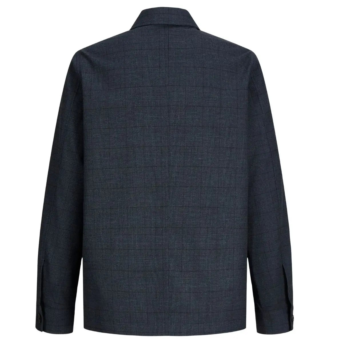 Nowoczesna duża męska marynarka shacket w kratę z kołnierzykiem Jack &amp; Jones 12287549 granatowa