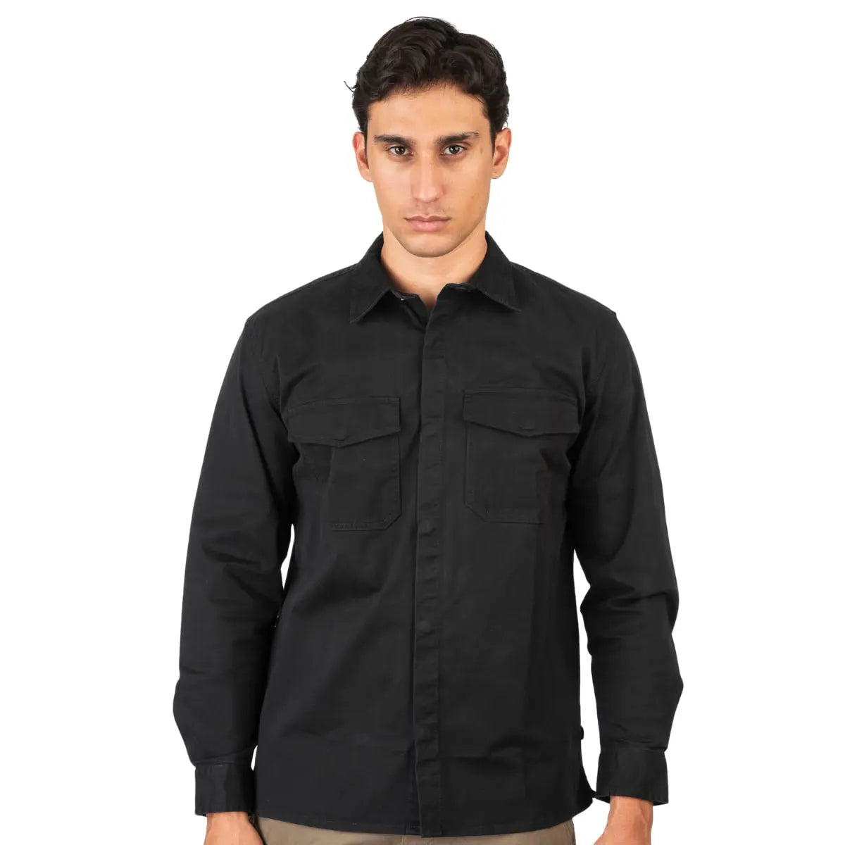 Duża męska koszula z długim rękawem Double Urban Outfitters GS-5118 czarna
