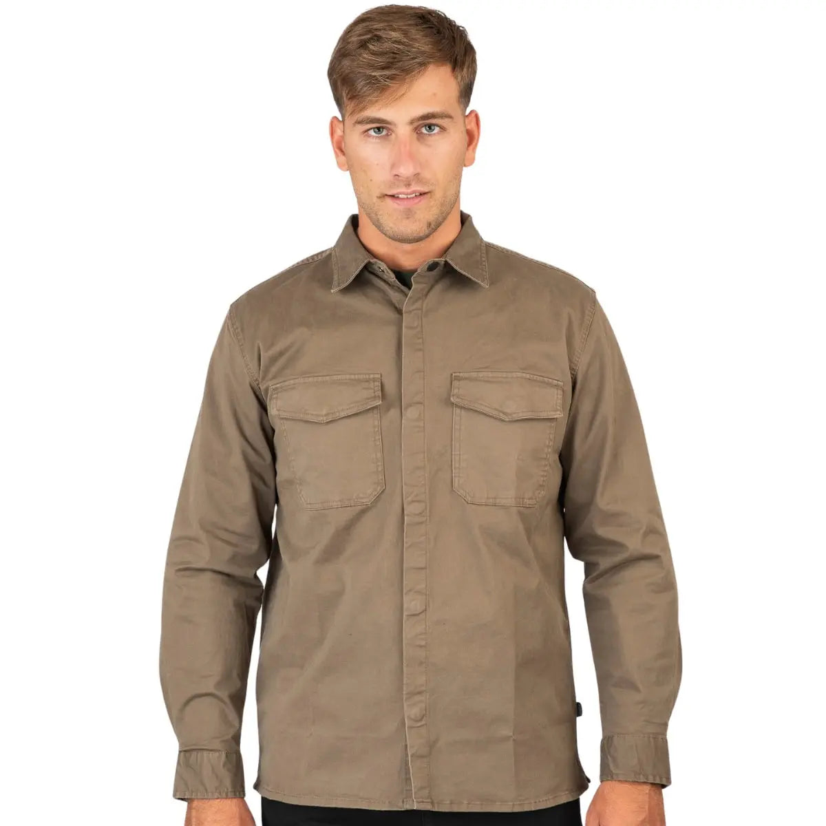 Duża męska koszula z długim rękawem Double Urban Outfitters GS-5118 brązowa