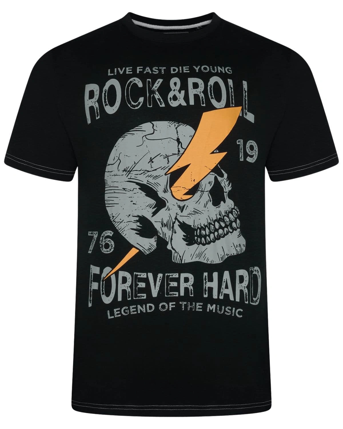 Duża męska koszulka t-shirt z dużym nadrukiem Kam 5805 czarny