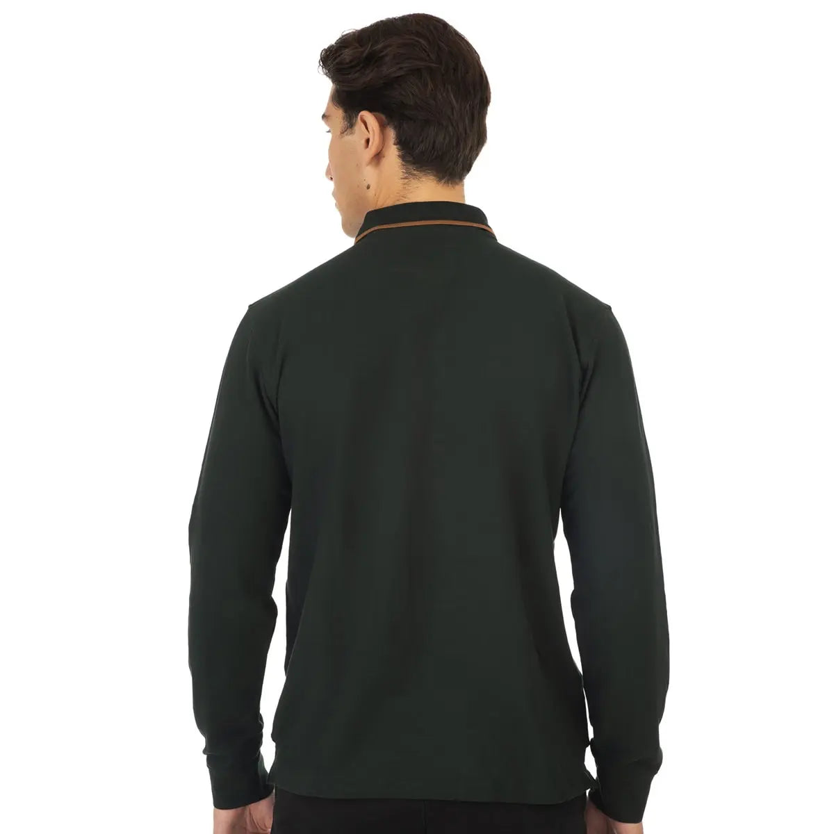 Velké pánské polo tričko s dlouhým rukávem Double Urban Outfitters PS-3002 tmavě zelené