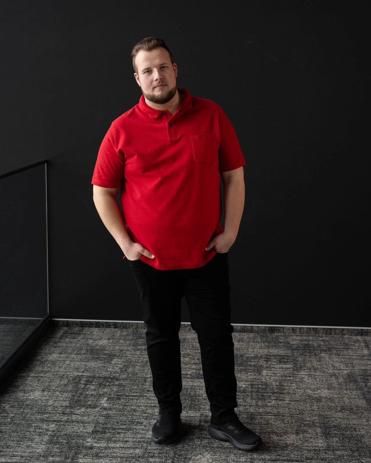 Duża męska koszulka polo z kołnierzykiem gładka Redmond 960-500 czerwona
