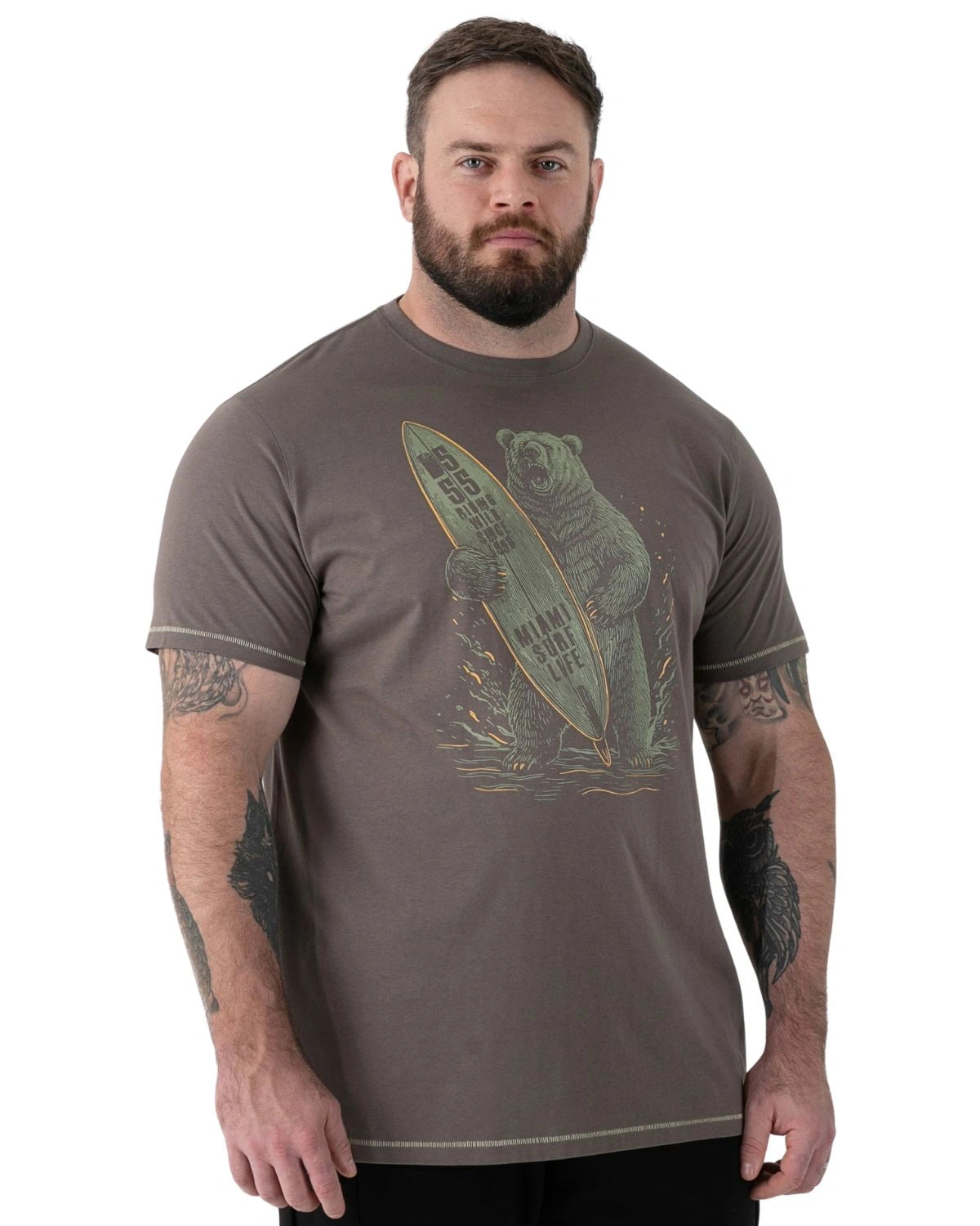 Duży męski t-shirt z nadrukiem koszulka z krótkim rękawem Austin Duke D555 khaki