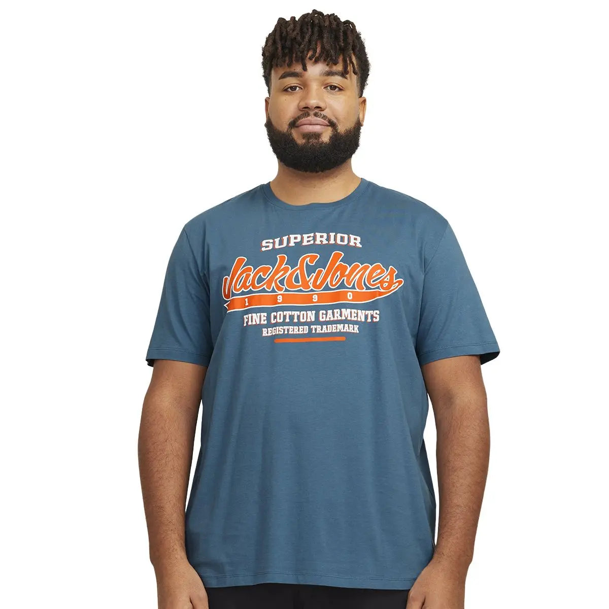 Duża męska koszulka z nadrukiem t-shirt Jack &amp; Jones 12258870 ciemnoniebieski