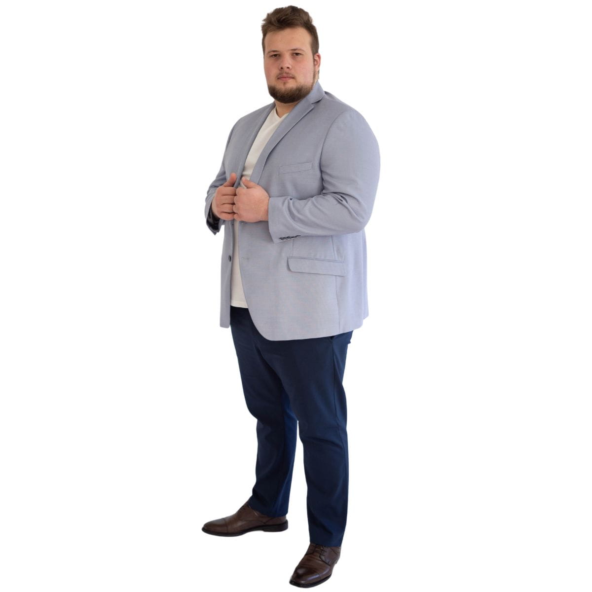 Velké pánské sako s mikrovzorem nadměrná velikost Kůň Edmund 954 modré