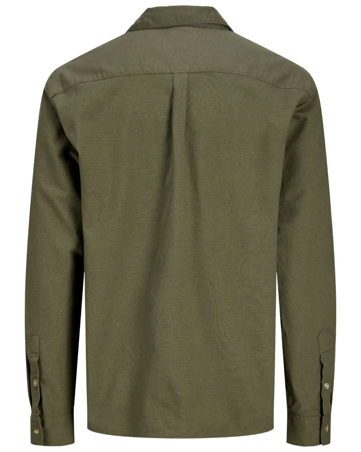 Duża koszula męska z długim rękawem gładka z lnem Jack &amp; Jones 12289111 khaki