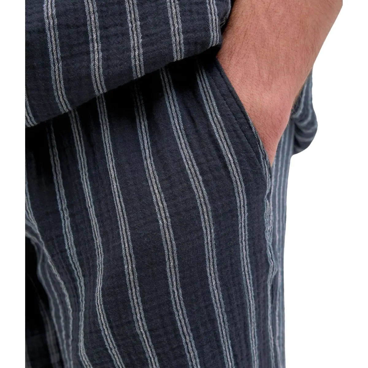 Duże męskie wygodne  lekkie spodenki w paski na gumie Jack &amp; Jones 12279651 granatowe