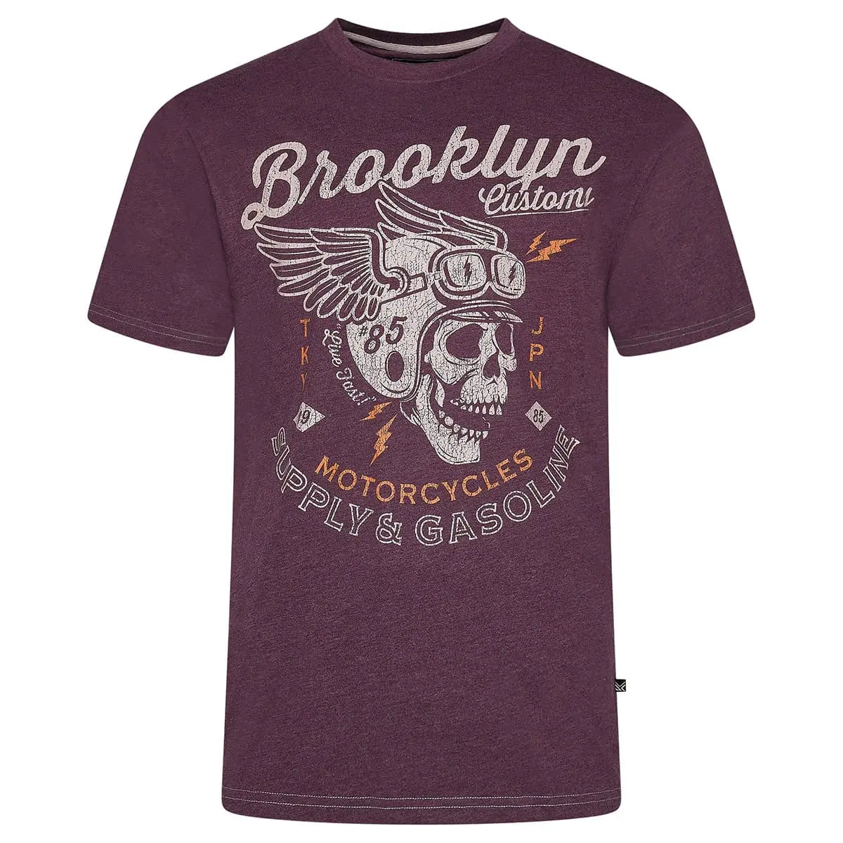 Duży męski t-shirt koszulka z nadrukiem Brooklyn Kam 5788 bordowa