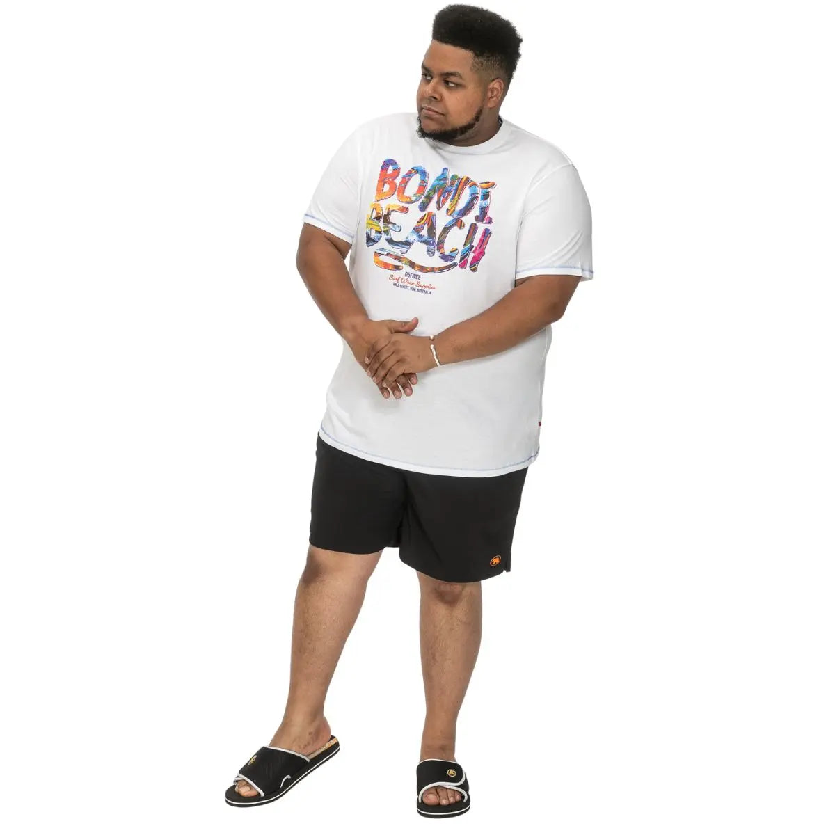 Duża koszulka męska T-shirt z dużym kolorowym napisem Duke Clothing D555 Sydney biały