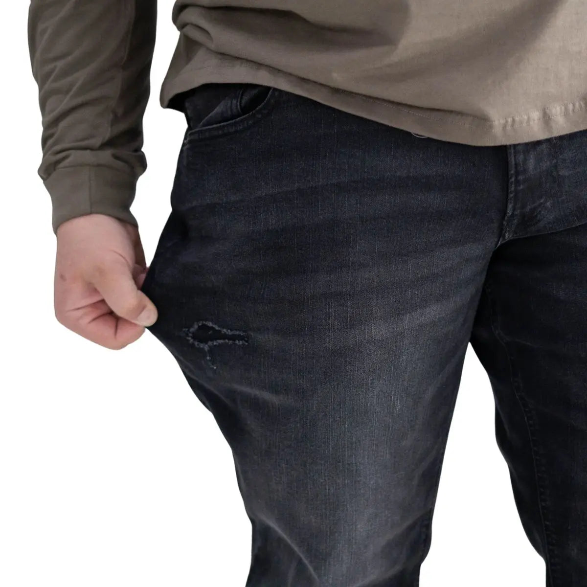 Duże męskie spodnie jeansowe z przetarciami Jack &amp; Jones 12265147 czarne