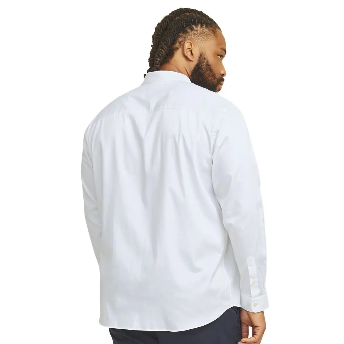 Duża koszula męska gładka z długim rękawem Jack &amp; Jones 12264030 biała