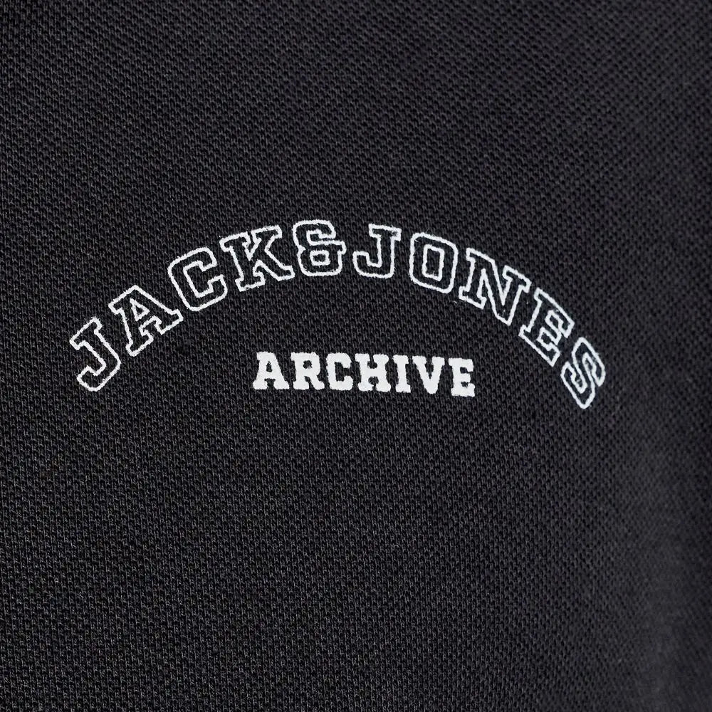 Duża męska polówka koszulka z kołnierzykiem Jack &amp; Jones 12295974 czarna