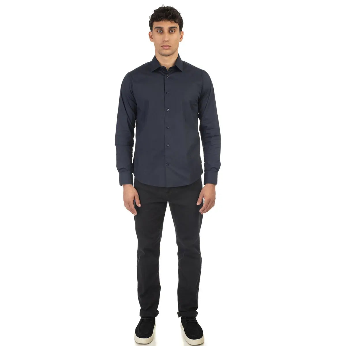Velká pánská košile dlouhý rukáv hladká elegantní Double Urban Outfitters GS-5039 tmavě modrá