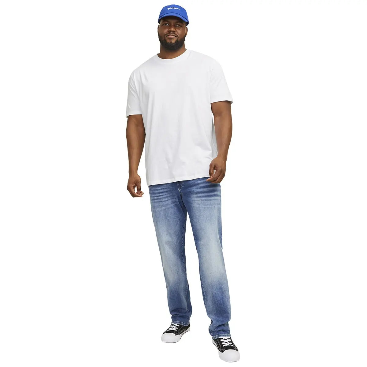 Duża męska koszulka z krótkim rękawem t-shirt gładki Jack &amp; Jones 12250623 biała