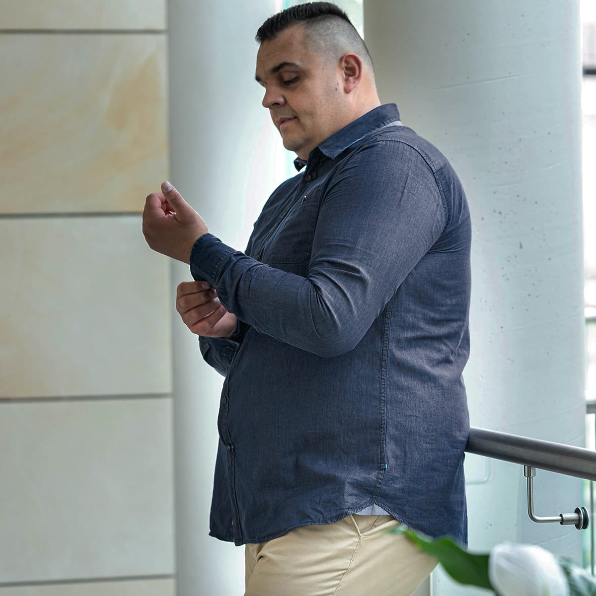 Velká pánská košile s dlouhým rukávem hladká Duke D555 Jacob tmavě modrá