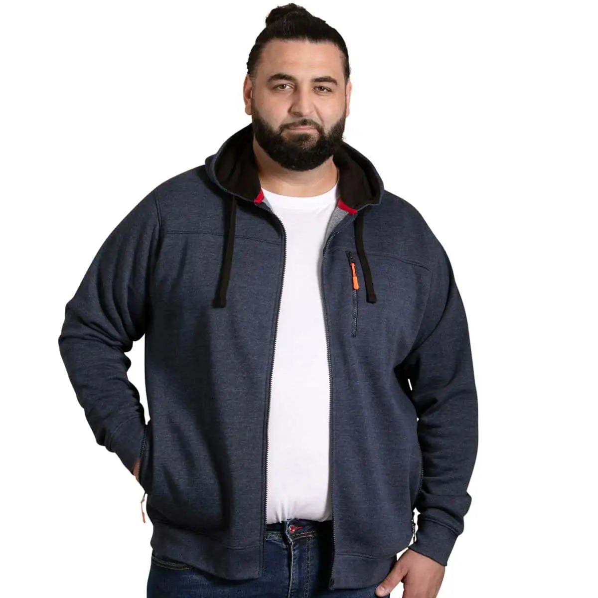 Velká pánská mikina na zip s kapucí Duke D555 Mansfield tmavě modrá