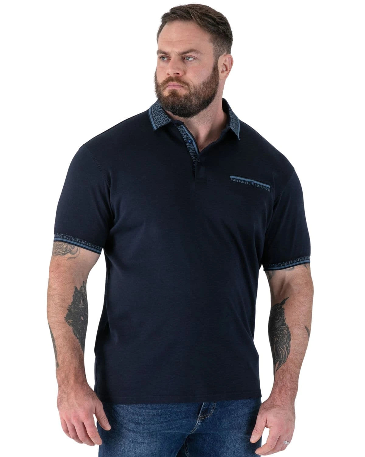 Duża męska gładka koszulka polo z krótkim rękawem Barrett 2 Duke D555 granatowa
