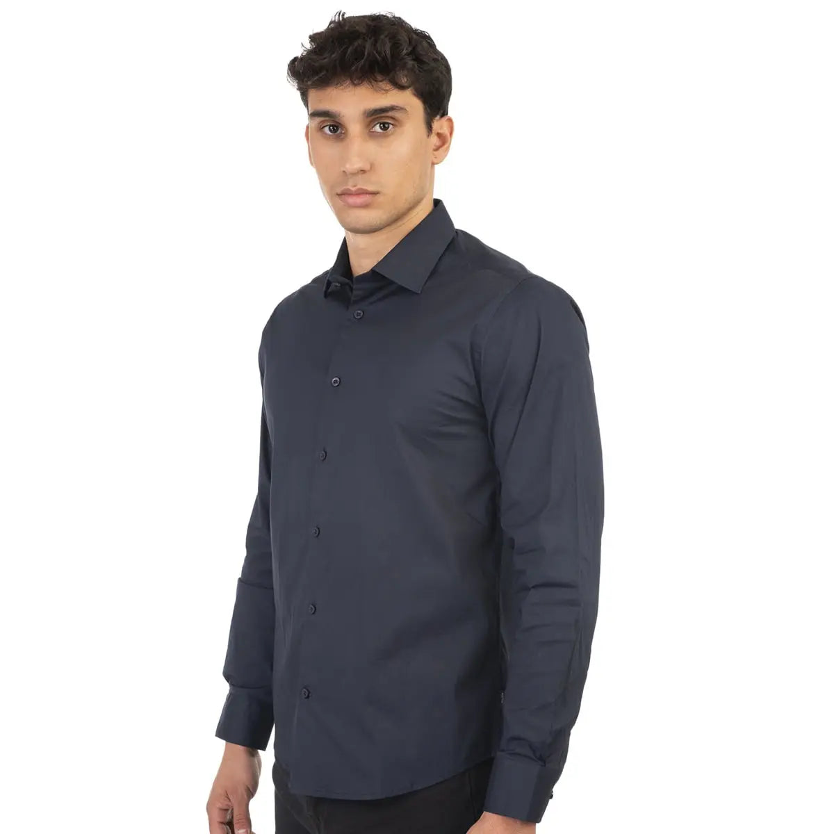 Velká pánská košile dlouhý rukáv hladká elegantní Double Urban Outfitters GS-5039 tmavě modrá