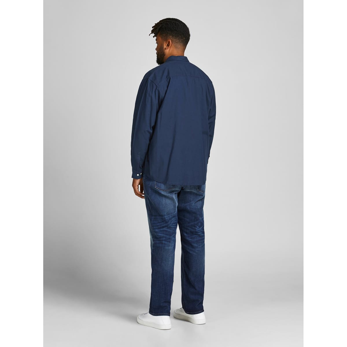 Pánská hladká košile Jack &amp; Jones s dlouhým rukávem 12190444 tmavě modrá