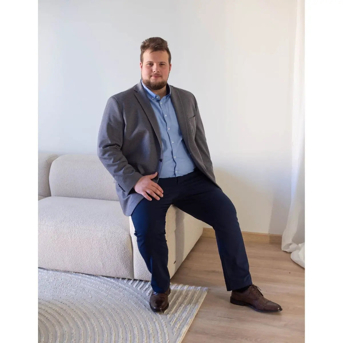 Velké pánské elegantní kalhoty Konik Olek 620 tmavě modré