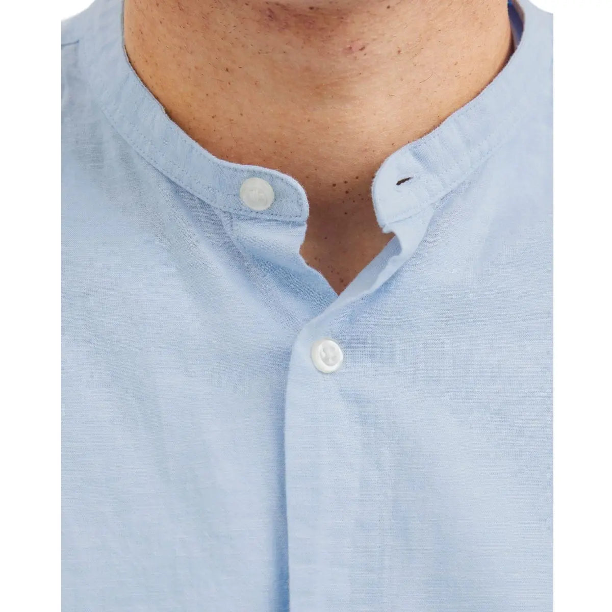 Pánská velká košile dlouhý rukáv hladká lněná Jack &amp; Jones 12270008 modrá