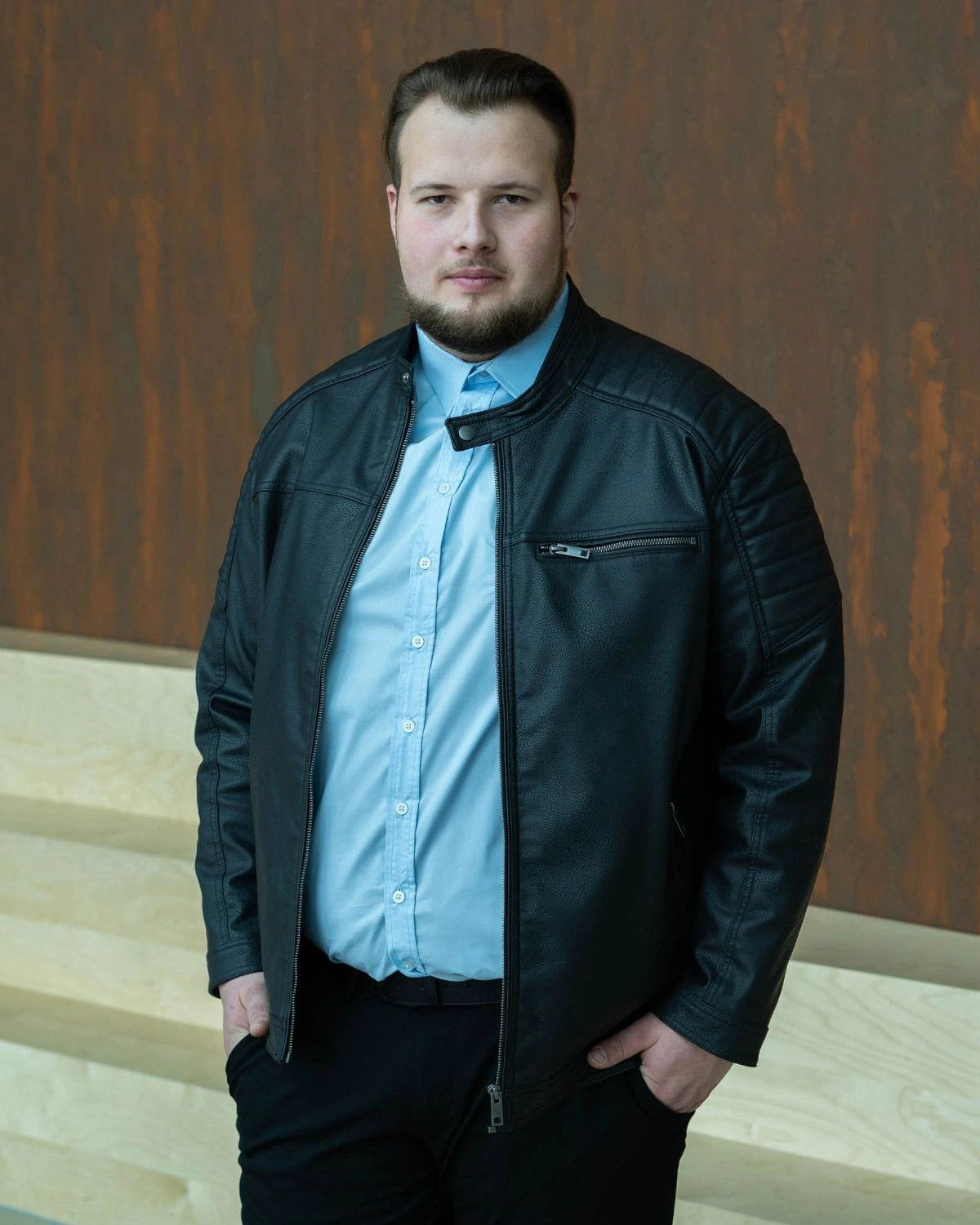 Pánská velká košile s dlouhým rukávem hladká odolná proti skvrnám (NON IRON) Duke D555 Oliver světle modrá
