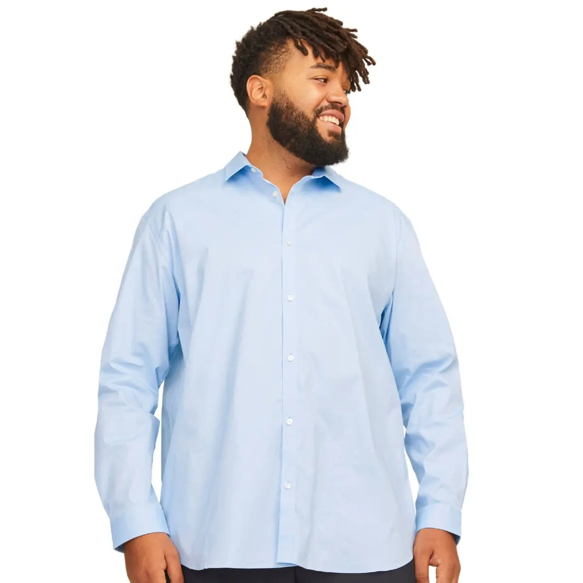 Velká pánská hladká košile s dlouhým rukávem Jack &amp; Jones 12264030 modrá