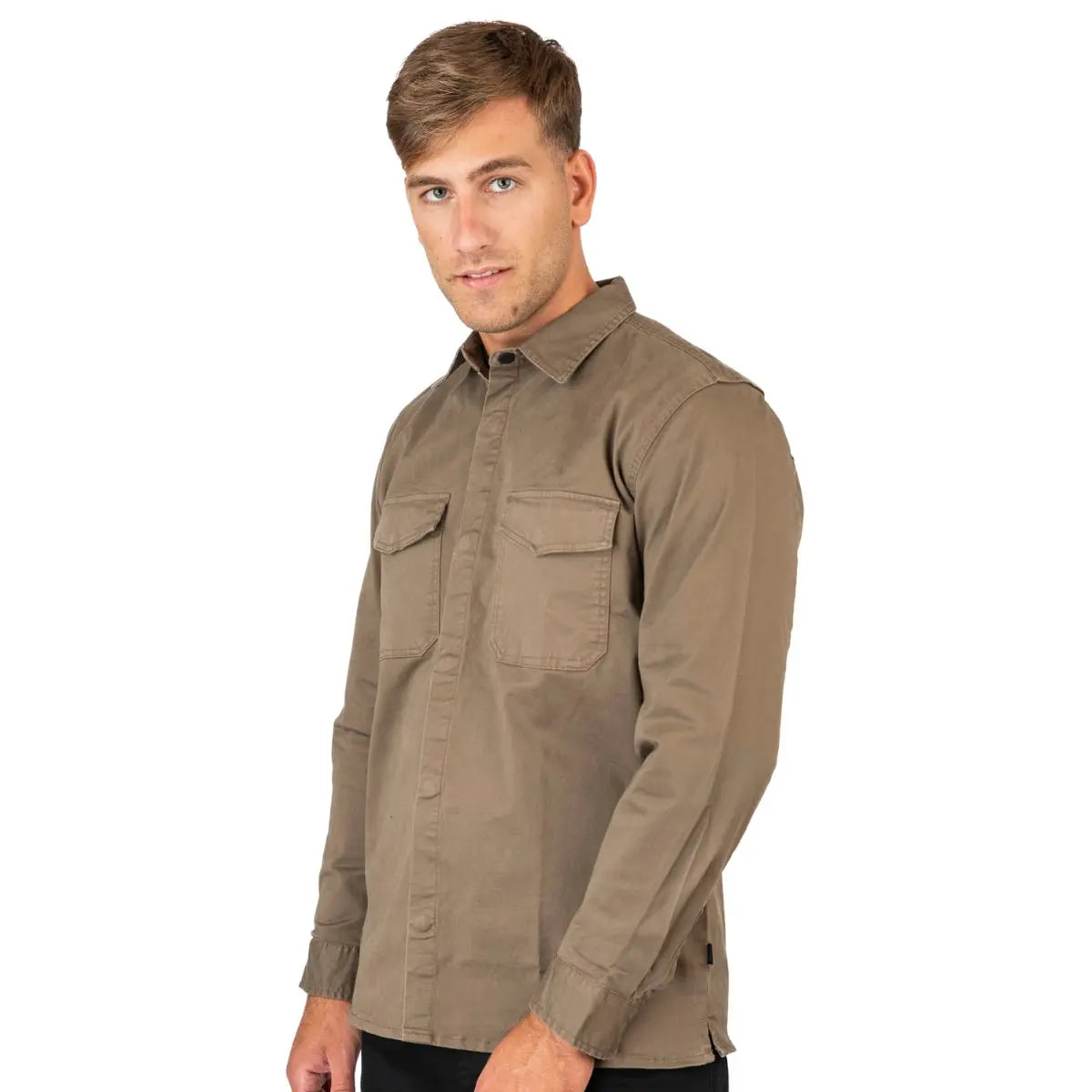 Duża męska koszula z długim rękawem Double Urban Outfitters GS-5118 brązowa
