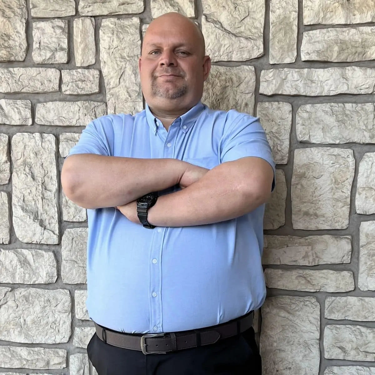 Pánská velká hladká košile s krátkým rukávem Duke D555 James modrá