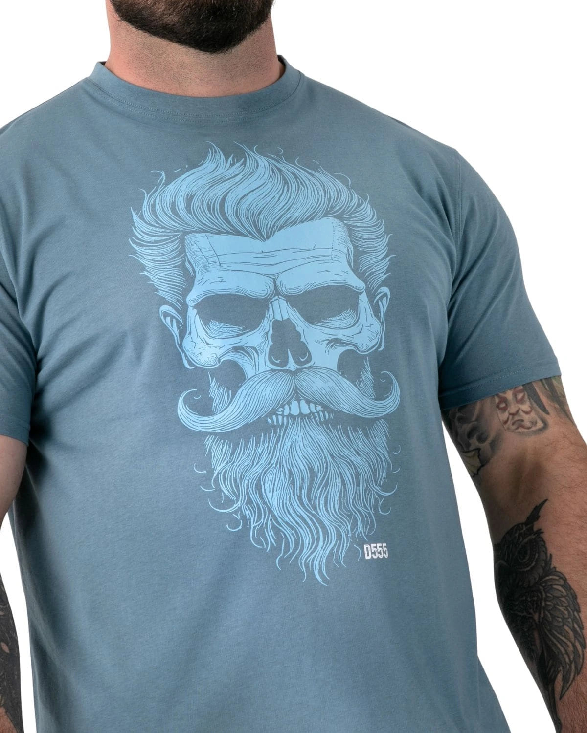 Duży męski t-shirt z efektownym nadrukiem Miller Duke D555 jasnoturkusowy