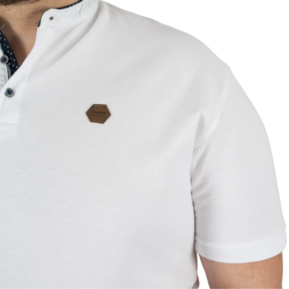 Duża męska koszulka polo na stójce gładka Double PS-3046 biała