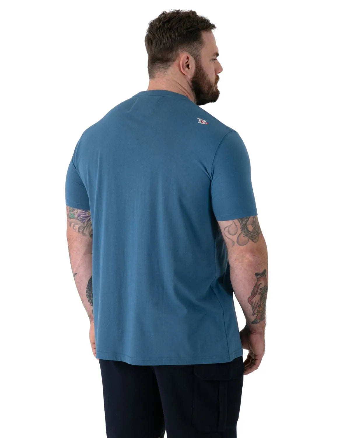 Duży męski t-shirt z wakacyjnym nadrukiem Hovell Duke D555 morski