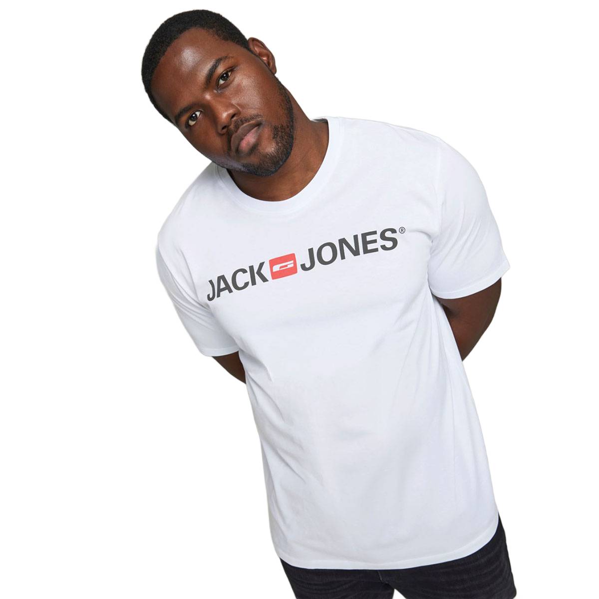Duża męska koszulka z napisami t-shirt Jack &amp; Jones 12184987 biały