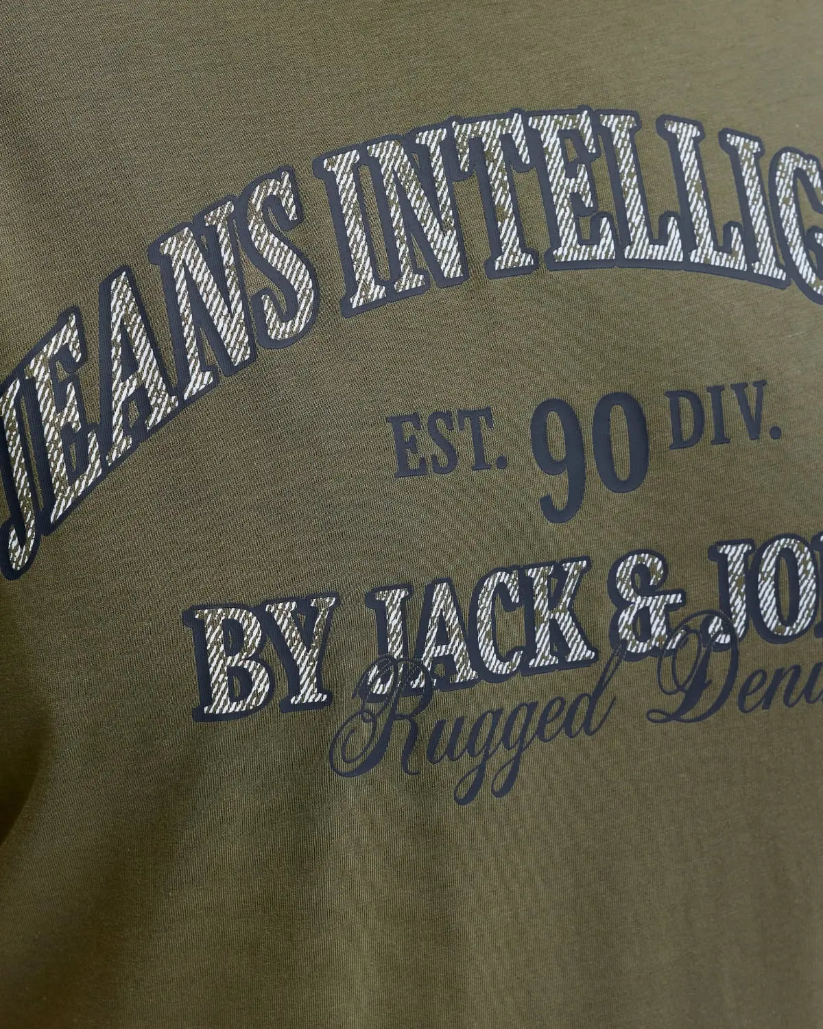 Duża męska koszulka krótki rękaw t-shirt z napisami Jack &amp; Jones 12294518 khaki