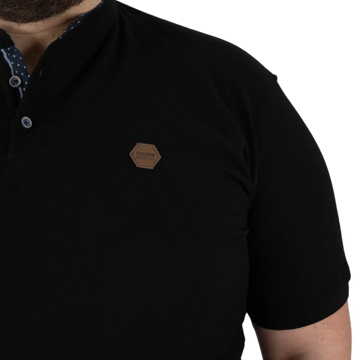 Velké pánské hladké polo tričko na stojáčku Double PS-3046 černé