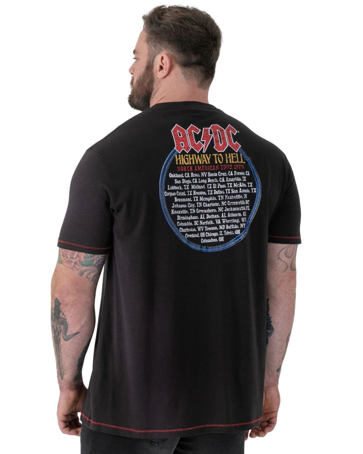 Duży męski t-shirt z nadrukiem AC/DC Highway To Hell Hugh Duke D555 czarny
