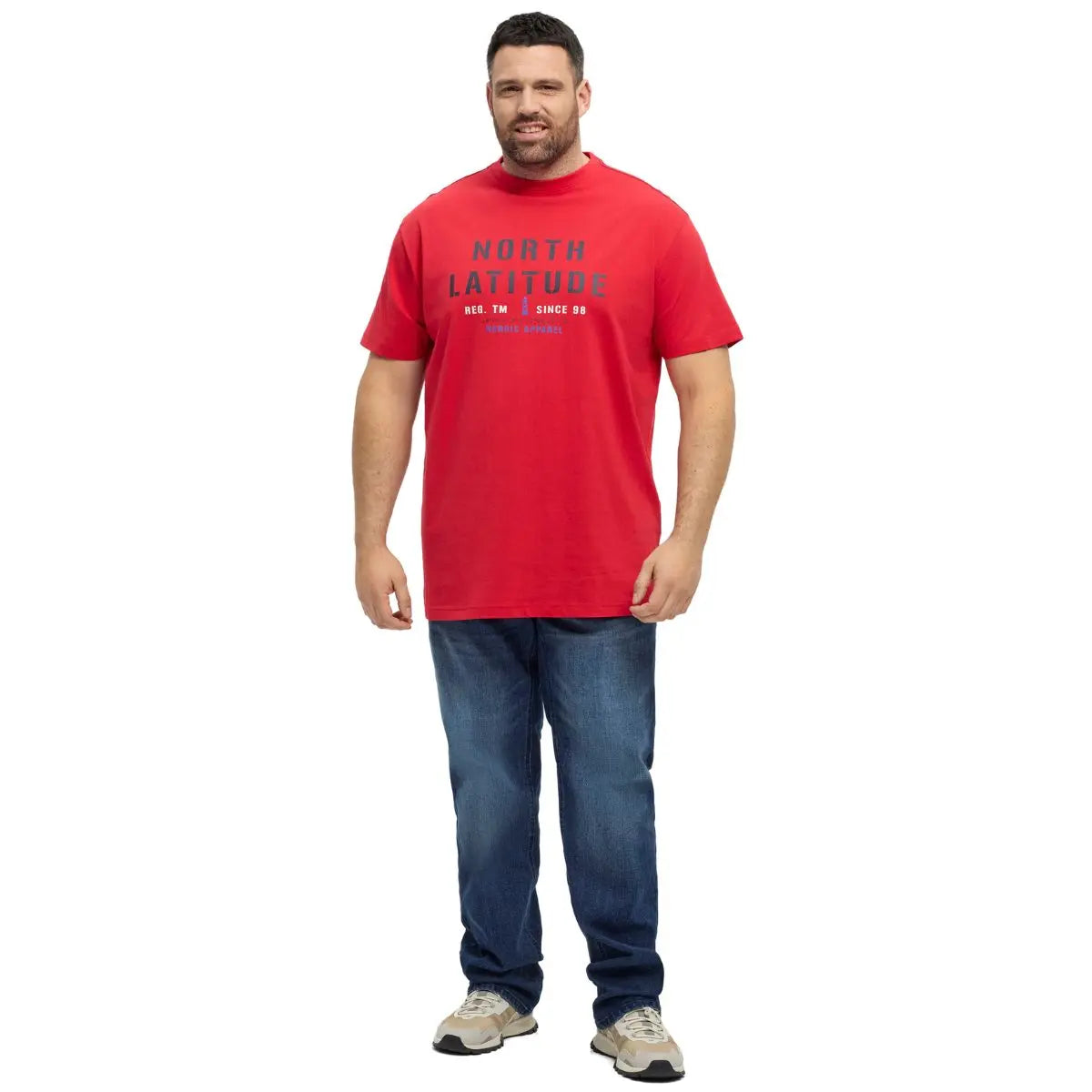 Duży męski t-shirt z nadrukiem koszulka z krótkim rękawem North Latitude 99135-0300 czerwona