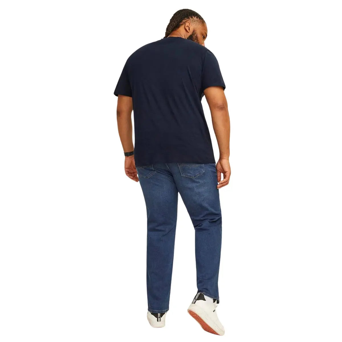 Duża męska koszulka bawełniana t-shirt z napisami Jack &amp; Jones 12258871 granatowy
