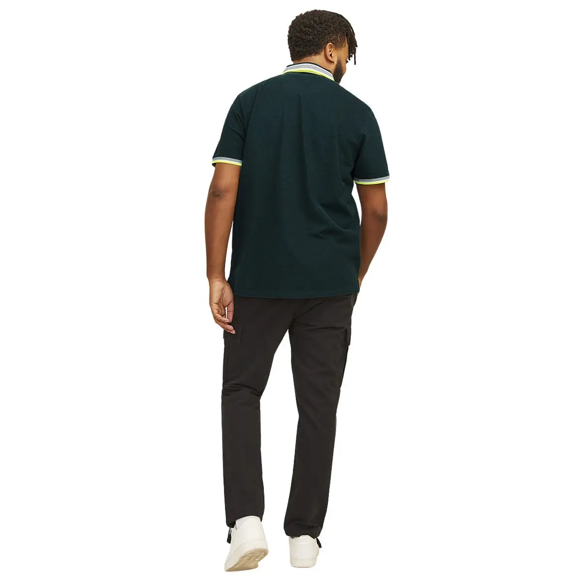 Duża męska polówka koszulka z kołnierzykiem Jack &amp; Jones 12143859 morska z neonowymi wstawkami