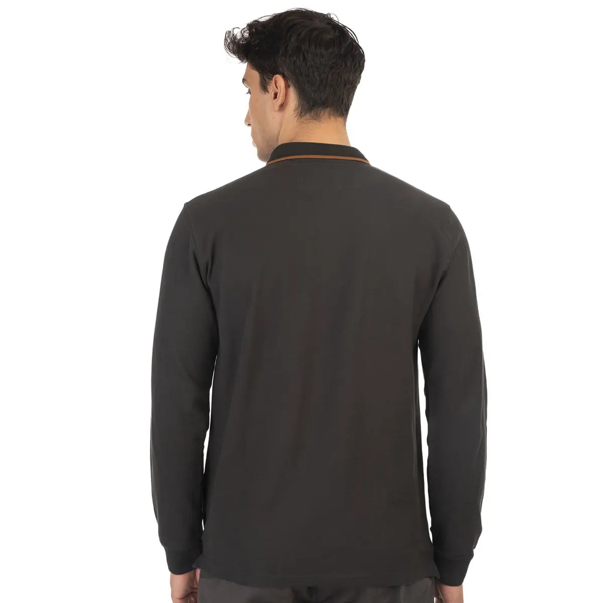 Duża męska koszulka polo z długim rękawem Double Urban Outfitters PS-3002 grafitowa