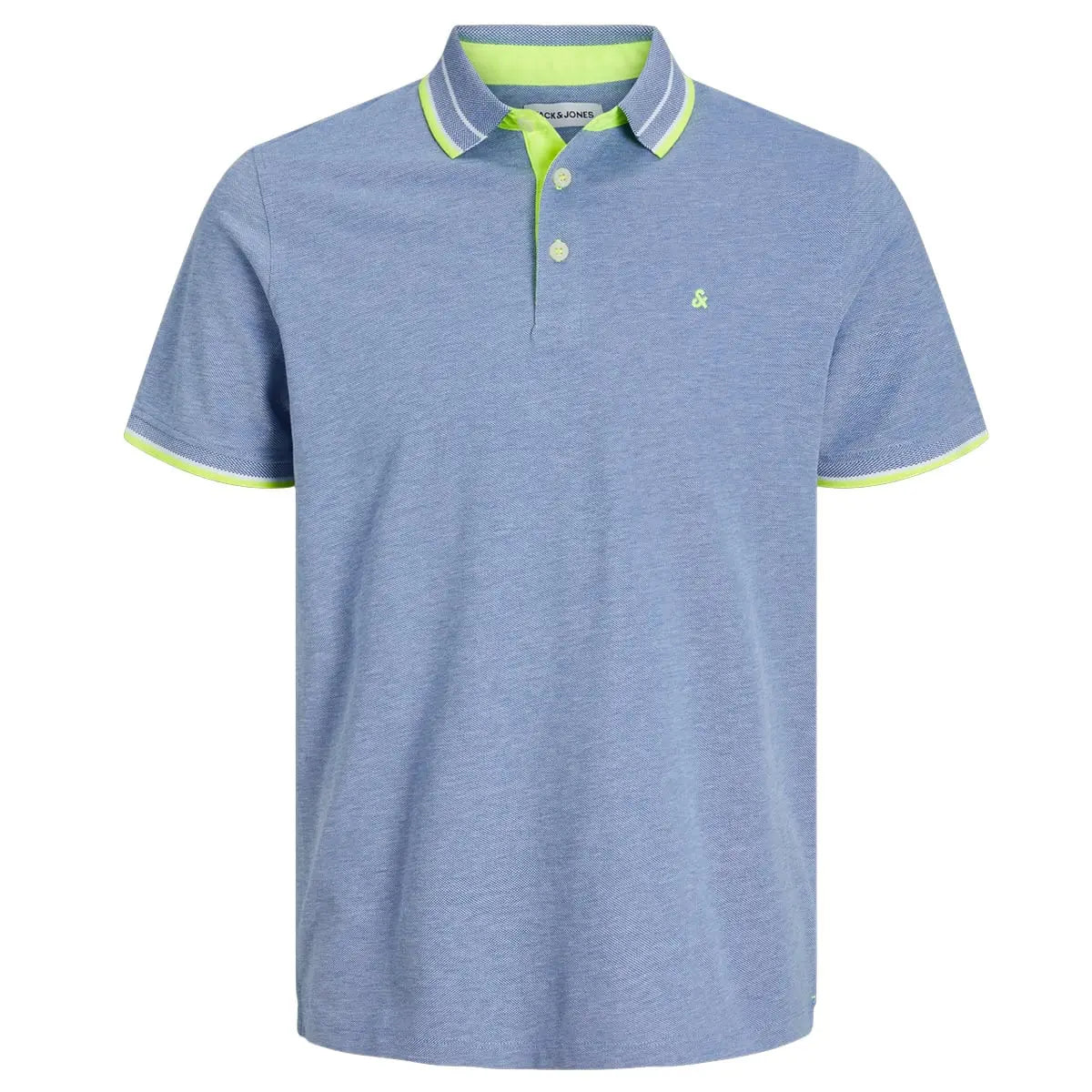 Duża męska polówka koszulka z kołnierzykiem Jack &amp; Jones 12143859 błękitna neon