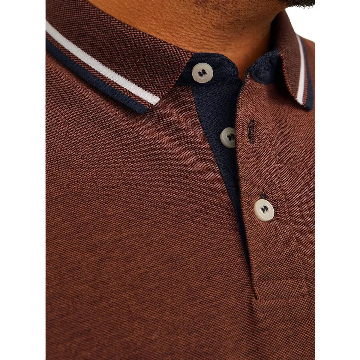 Duża męska polówka koszulka z kołnierzykiem Jack &amp; Jones 12143859 brązowa