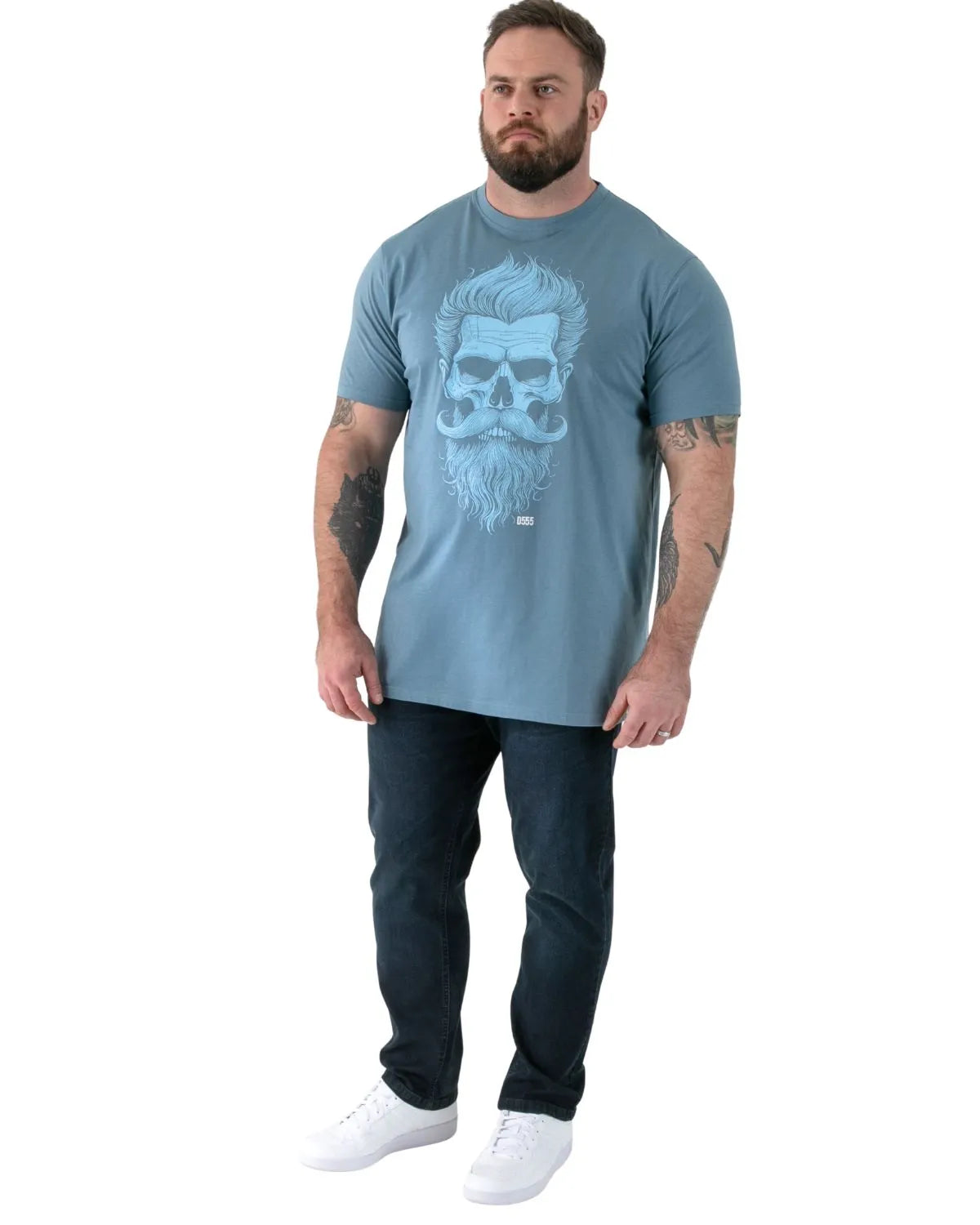 Duży męski t-shirt z efektownym nadrukiem Miller Duke D555 jasnoturkusowy