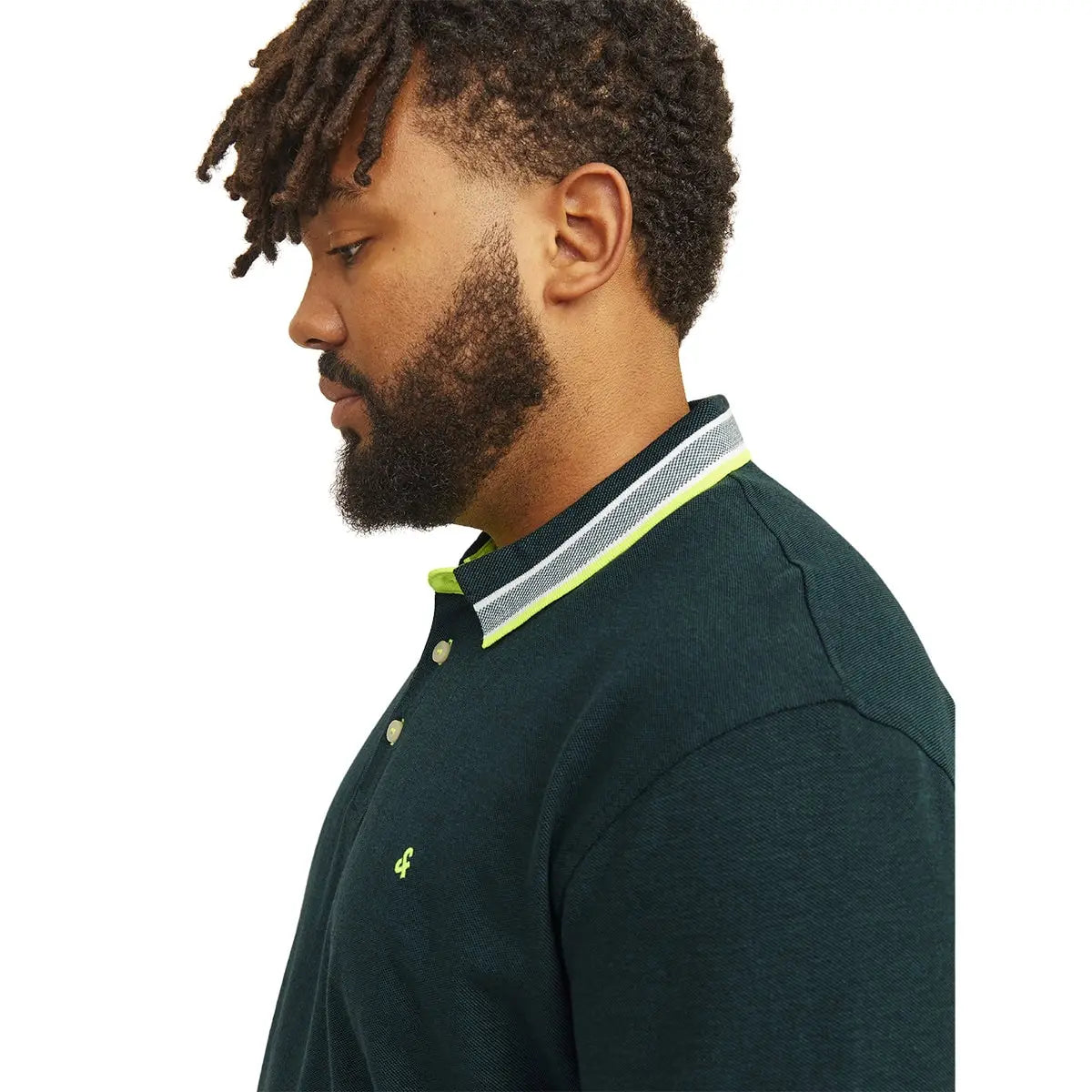 Duża męska polówka koszulka z kołnierzykiem Jack &amp; Jones 12143859 morska z neonowymi wstawkami